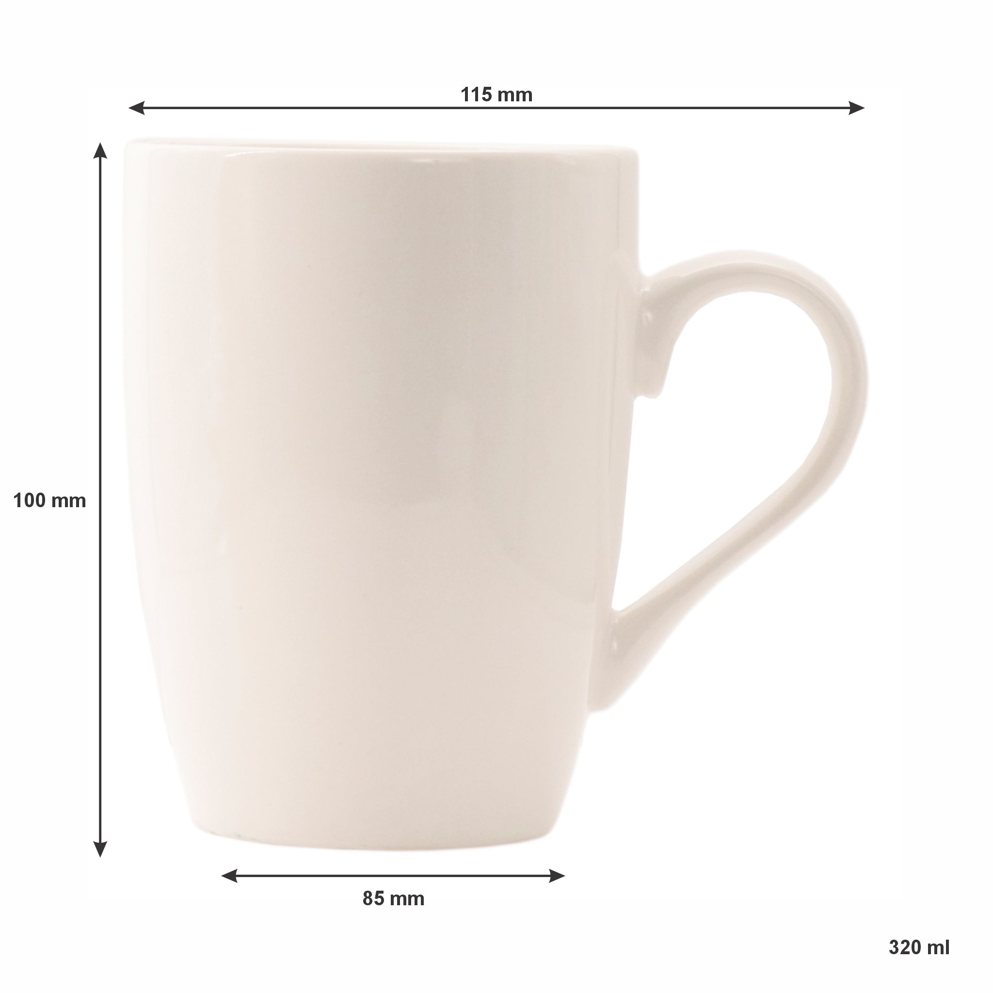 REGENT WHITE BULLET SHAPE COFFEE MUGS 4PK, 350ML