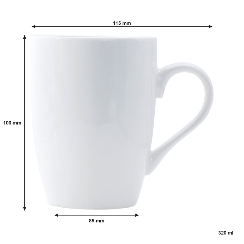 REGENT WHITE BULLET SHAPE COFFEE MUG 4 PACK, 350ML