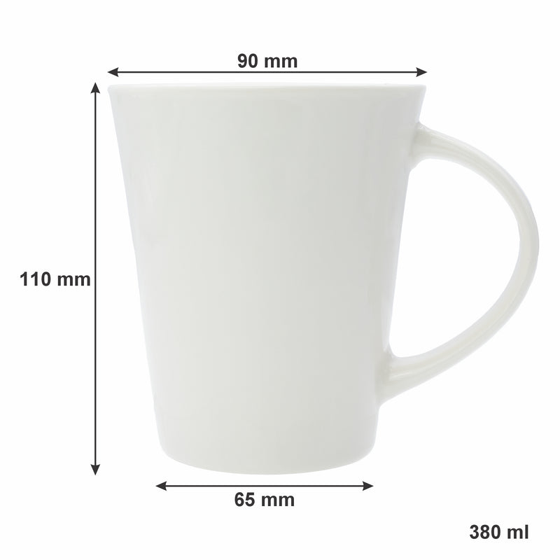 REGENT WHITE TRUMPET SHAPE COFFEE MUG 4 PACK, 380ML
