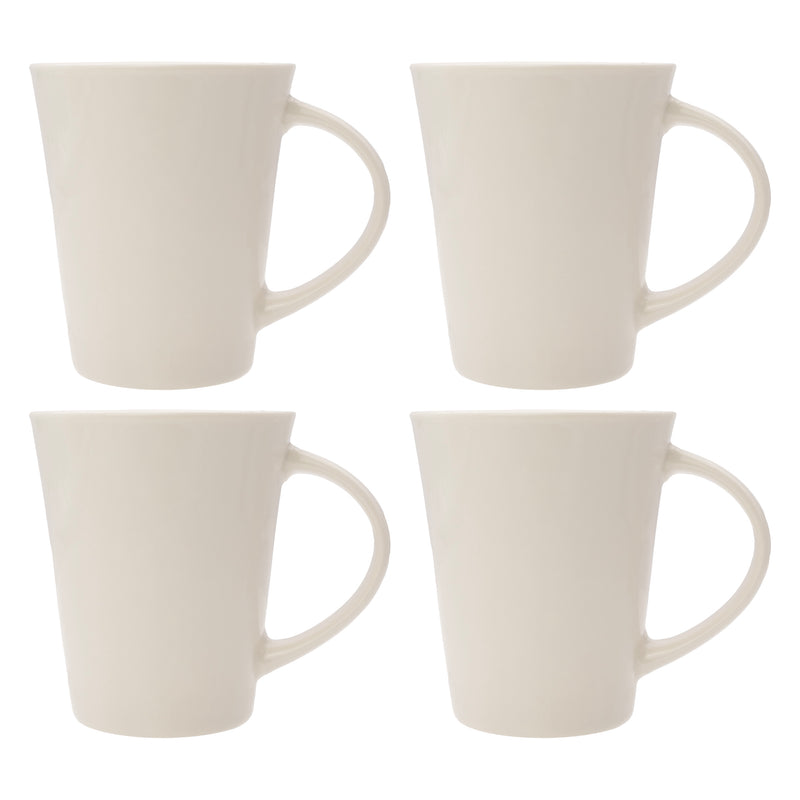 REGENT WHITE TRUMPET SHAPE COFFEE MUG 4 PACK, 380ML