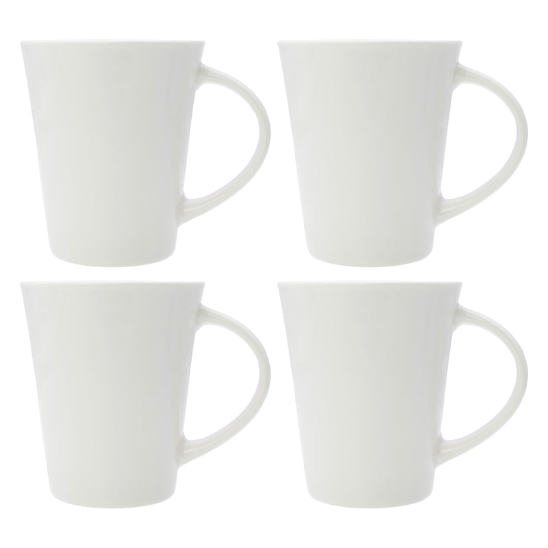 REGENT WHITE TRUMPET SHAPE COFFEE MUG 4 PACK, 380ML
