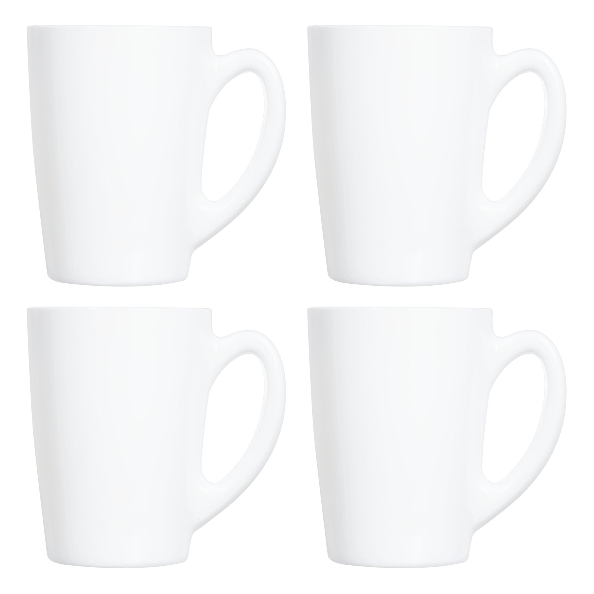 LUMINARC WHITE OPAL GLASS BULLET SHAPE COFFEE MUGS 4PK, 320ML