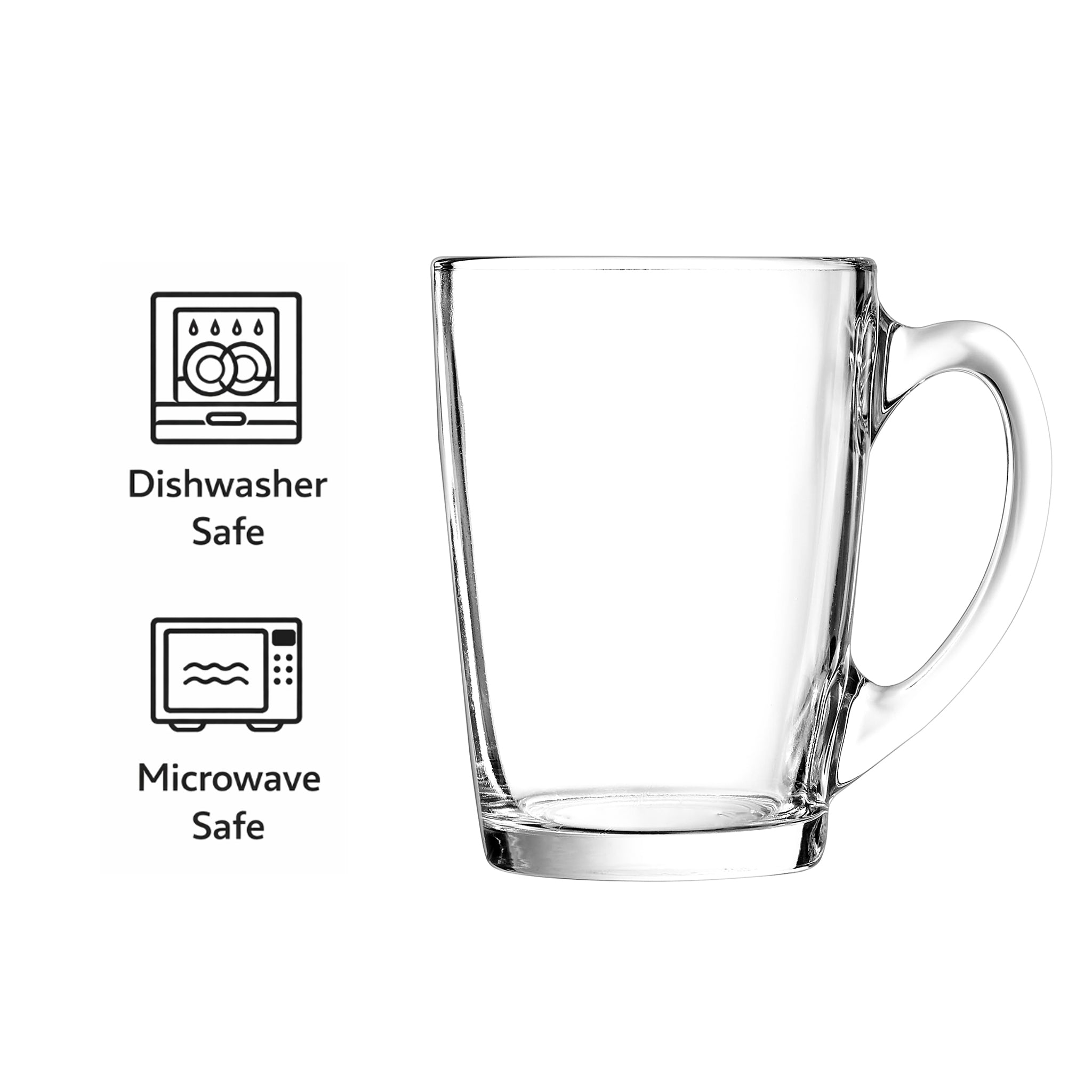 LUMINARC TEMPERED GLASS BULLET SHAPE COFFEE MUGS 4PK, 320ML