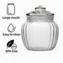 REGENT ROUND RIBBED GLASS JAR WITH GLASS LID, 670ML