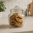REGENT ROUND RIBBED GLASS JAR WITH GLASS LID, 670ML