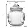 REGENT ROUND RIBBED GLASS JAR WITH GLASS LID, 670ML
