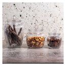 REGENT ROUND RIBBED GLASS JAR WITH GLASS LID, 670ML