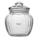 REGENT ROUND RIBBED GLASS JAR WITH GLASS LID, 670ML