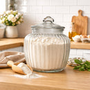 REGENT ROUND RIBBED GLASS JAR WITH GLASS LID, 1.5L
