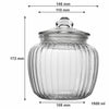 REGENT ROUND RIBBED GLASS JAR WITH GLASS LID, 1.5L