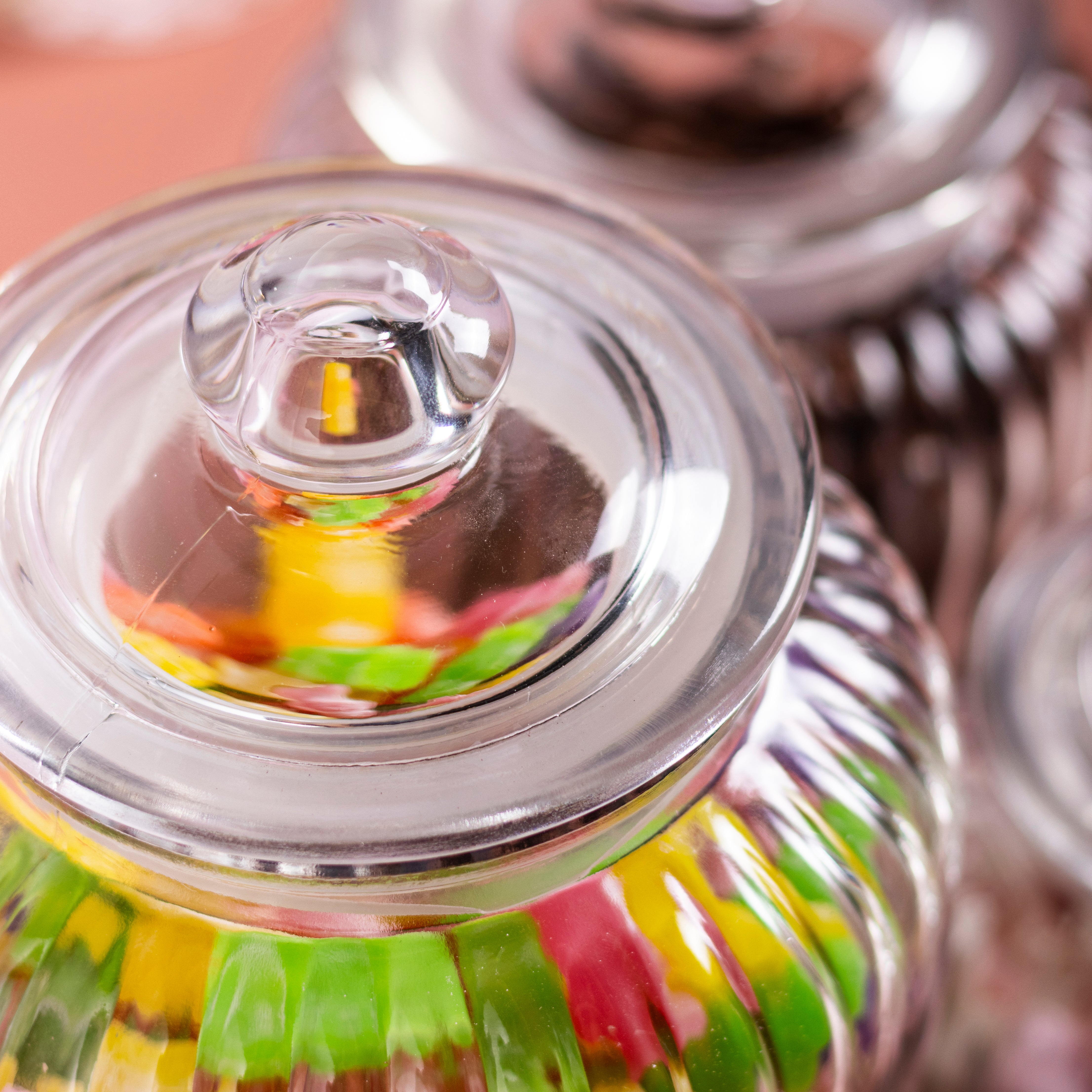 REGENT ROUND RIBBED GLASS JAR WITH GLASS LID, 2.4L