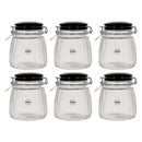 REGENT RIBBED HERMETIC GLASS CANISTER WITH BLACK CERAMIC LID AND METAL CLIP, 950ML