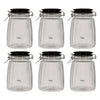 REGENT RIBBED HERMETIC GLASS CANISTER WITH BLACK CERAMIC LID AND METAL CLIP, 1.35L
