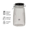 REGENT RIBBED HERMETIC GLASS CANISTER WITH BLACK CERAMIC LID AND METAL CLIP, 1.8L