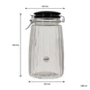 REGENT RIBBED HERMETIC GLASS CANISTER WITH BLACK CERAMIC LID AND METAL CLIP, 1.8L