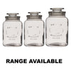 REGENT ROUND CANISTER `QUALITY` EMBOSSED WITH GLASS LID, 1,2L