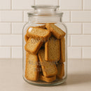 REGENT ROUND CANISTER `QUALITY` EMBOSSED WITH GLASS LID, 1L