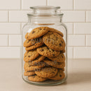 REGENT ROUND CANISTER `QUALITY` EMBOSSED WITH GLASS LID, 1L