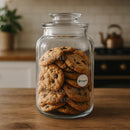 REGENT ROUND CANISTER `QUALITY` EMBOSSED WITH GLASS LID, 1,2L