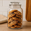 REGENT ROUND CANISTER `QUALITY` EMBOSSED WITH GLASS LID, 1,5L