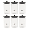 REGENT ROUND BOROCILICATE GLASS CANISTER WITH METAL LID AND BLACK KNOB, 950ML