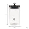 REGENT ROUND BOROCILICATE GLASS CANISTER WITH METAL LID AND BLACK KNOB, 950ML (180X100MM DIA)