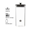 REGENT ROUND BOROCILICATE GLASS CANISTER WITH METAL LID AND BLACK KNOB, 1.3L