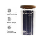 CONSOL ROUND RIBBED CANISTER WITH ACACIA LID, 800ML