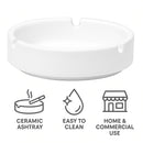 REGENT ASHTRAY ROUND WHITE CERAMIC STACKABLE, 90MM DIA