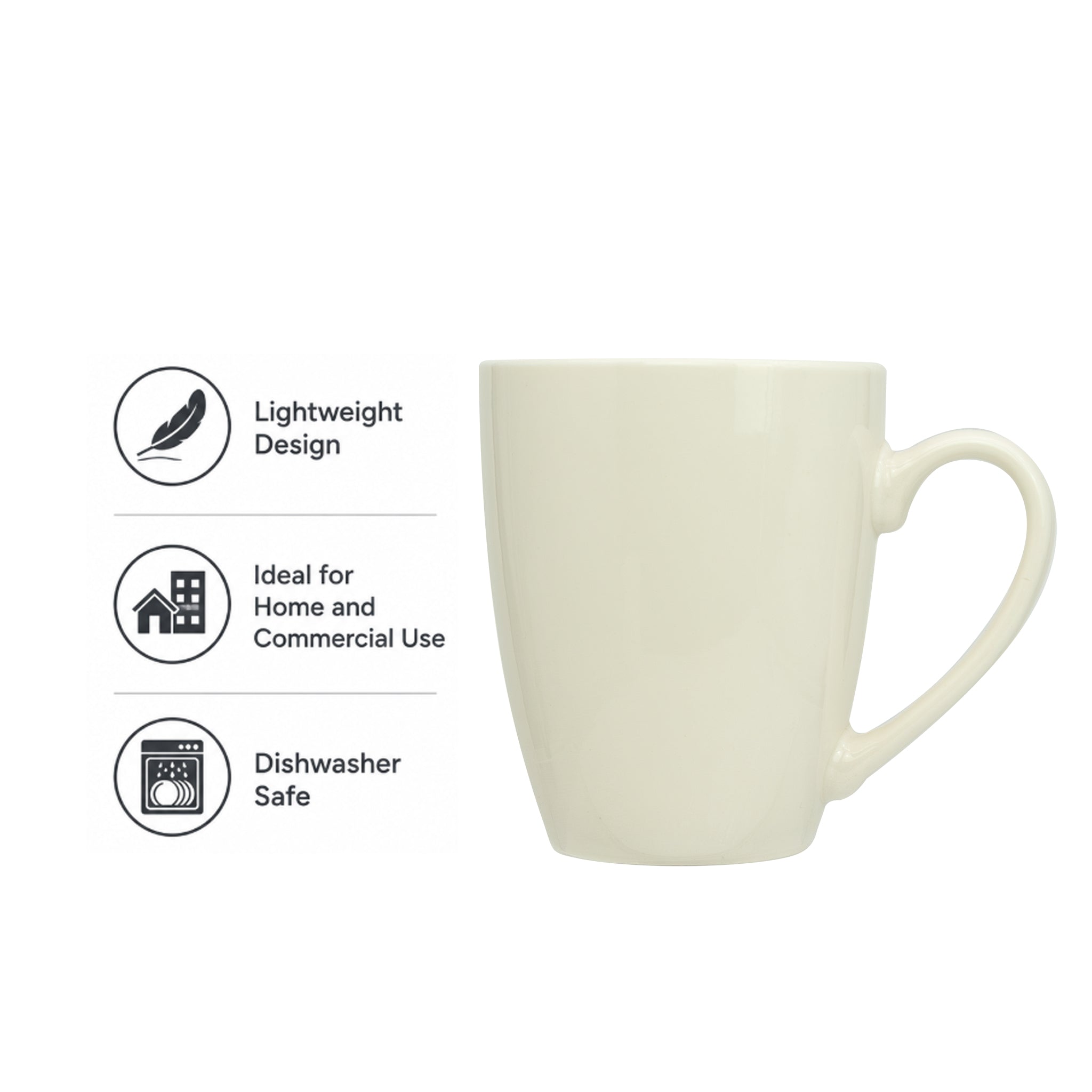 REGENT BULLET SHAPE NBC OFF WHITE COFFEE MUG, 370ML