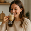 REGENT GLASS FOOTED MUGS WITH HANDLES 4PK, 240ML
