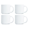 LUMINARC WHITE OPAL GLASS STACKING COFFEE MUGS 4PK, 340ML