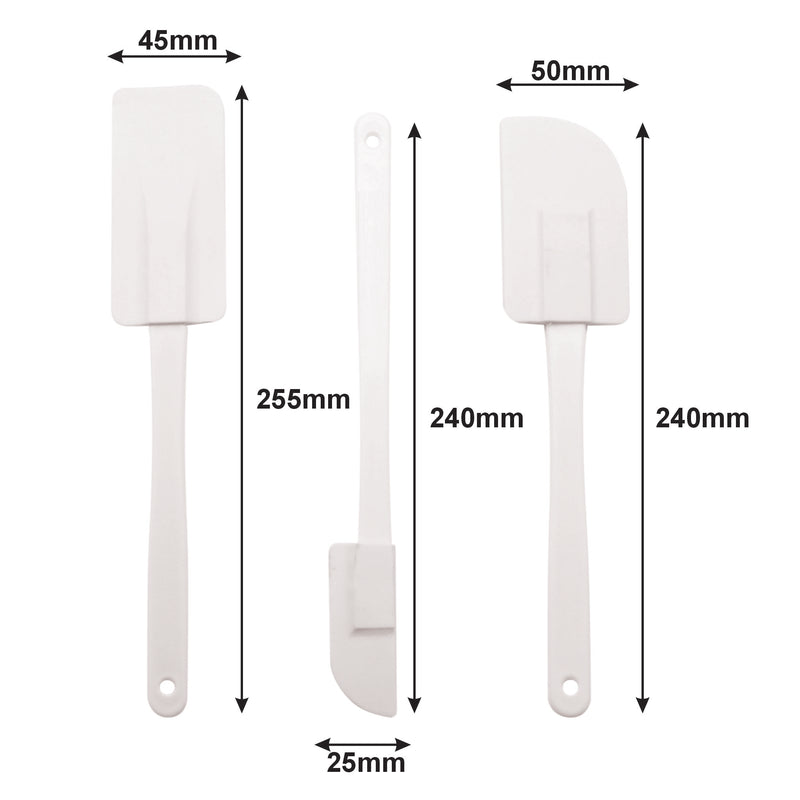 REGENT BAKEWARE RUBBER SPATULA WHITE 3 PIECE SET, (255X8X25/45/50MM)