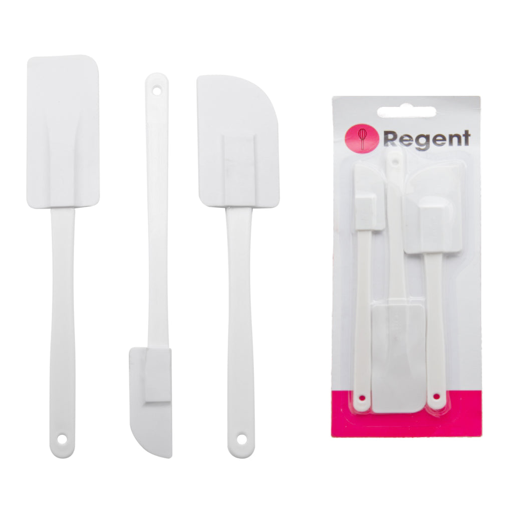 REGENT BAKEWARE RUBBER SPATULA WHITE 3 PIECE SET, (255X8X25/45/50MM