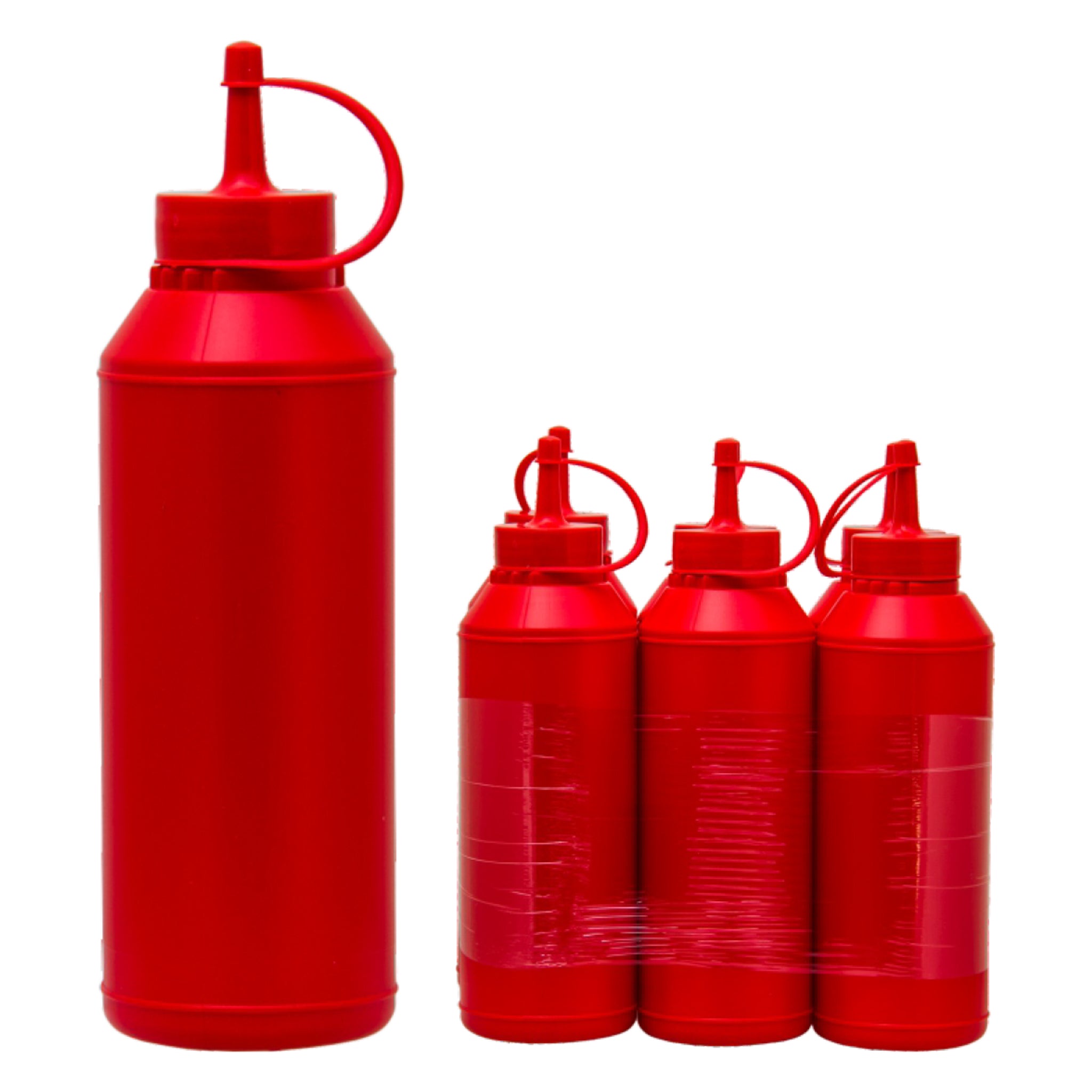 REGENT ROUND PLASTIC SAUCE BOTTLE RED 6PK, 500ML