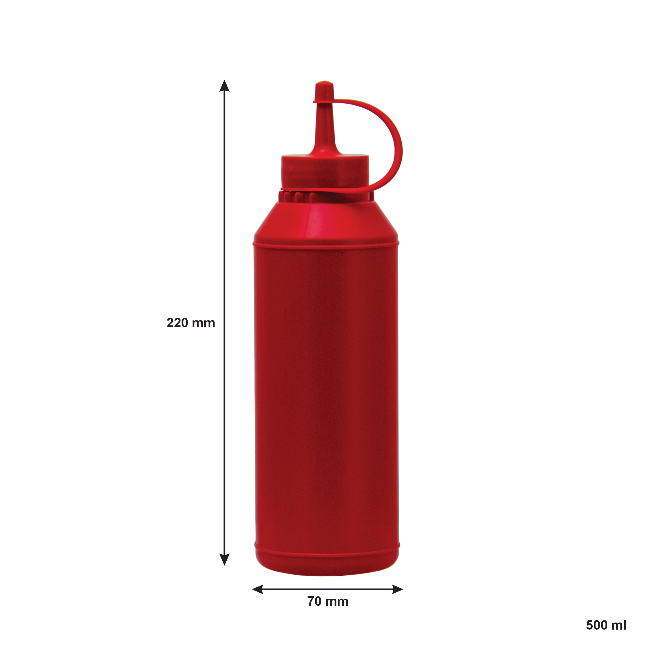 REGENT ROUND PLASTIC SAUCE BOTTLE RED 6PK, 500ML