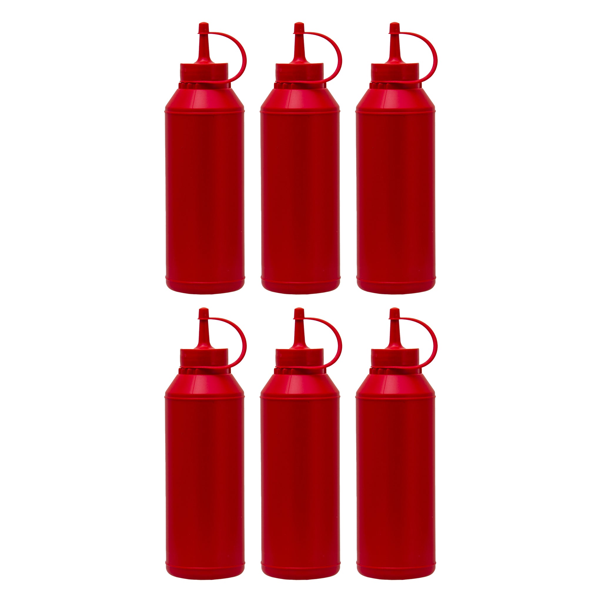 REGENT ROUND PLASTIC SAUCE BOTTLE RED 6PK, 500ML