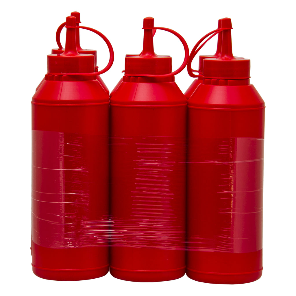 REGENT ROUND PLASTIC SAUCE BOTTLE RED 6PK, 500ML