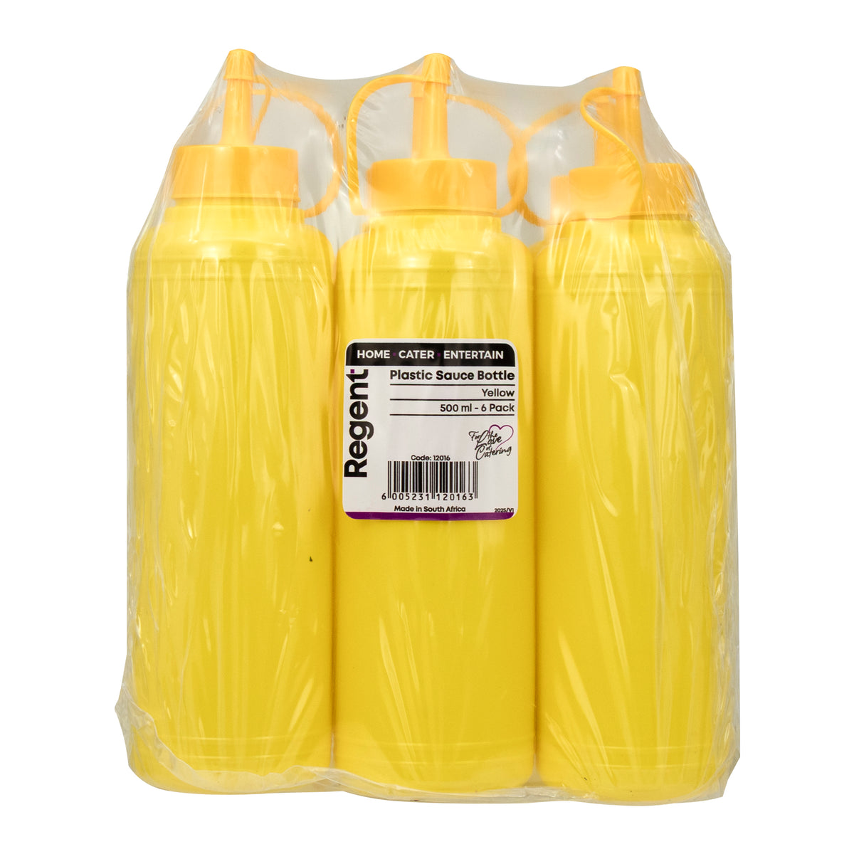 REGENT ROUND PLASTIC SAUCE BOTTLE YELLOW 6PK, 500ML