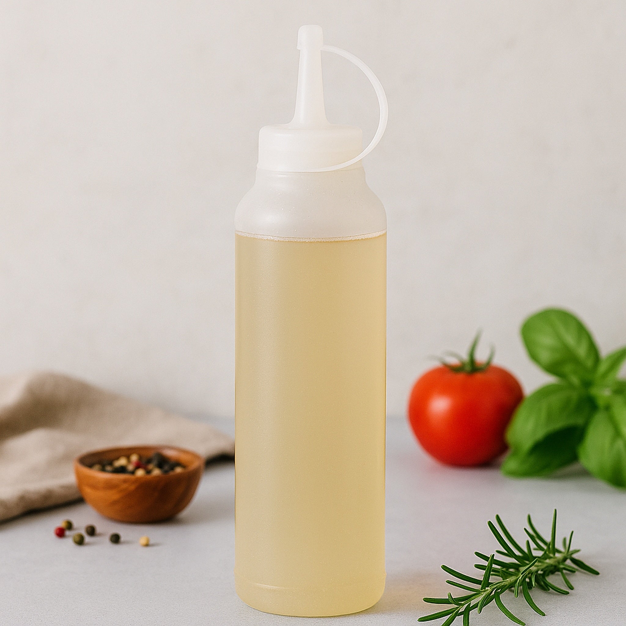 REGENT ROUND PLASTIC SAUCE BOTTLE WHITE 6PK, 500ML