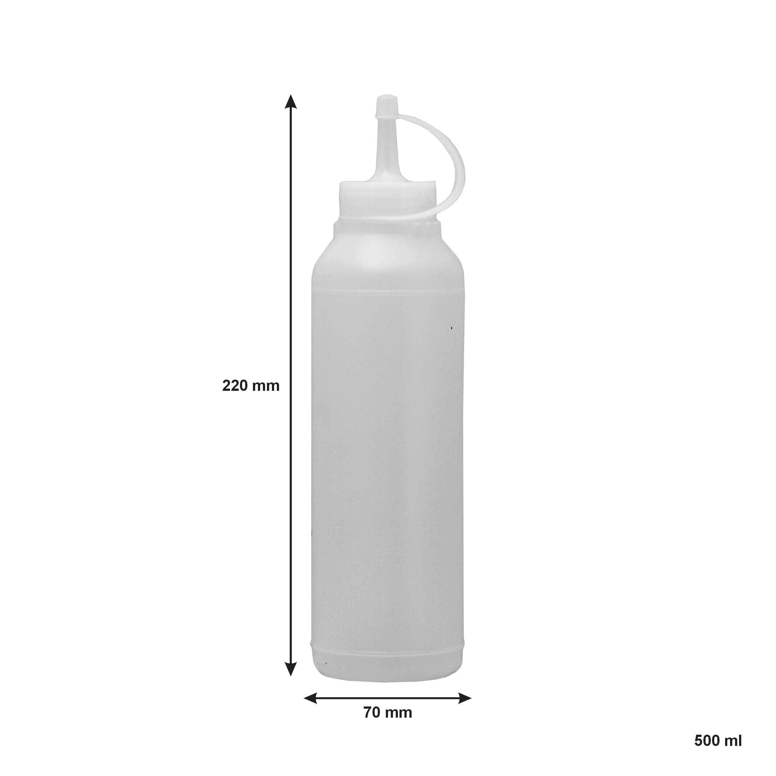 REGENT ROUND PLASTIC SAUCE BOTTLE WHITE 6PK, 500ML