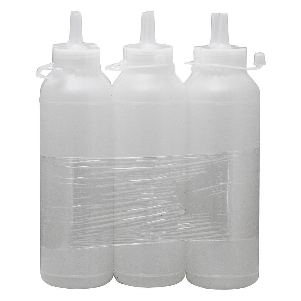 REGENT ROUND PLASTIC SAUCE BOTTLE WHITE 6 PACK, (500ML)