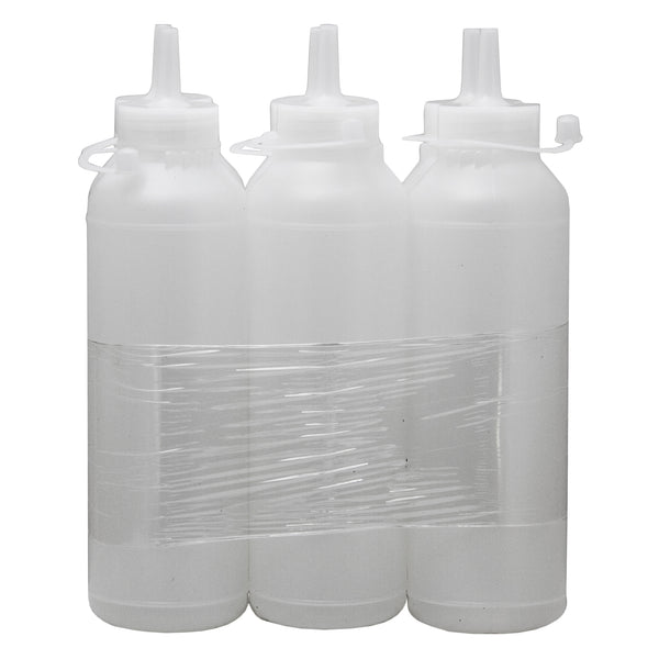 REGENT ROUND PLASTIC SAUCE BOTTLE WHITE 6 PACK, (500ML)