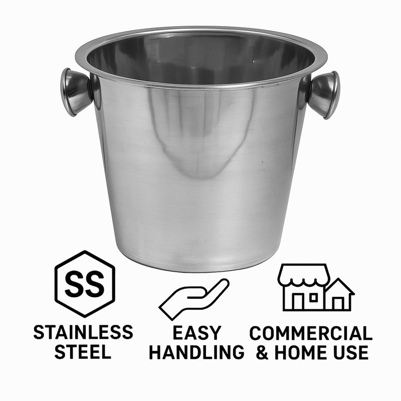 BAR BUTLER ICE BUCKET WITH KNOB HANDLES ST STEEL, 4LT
