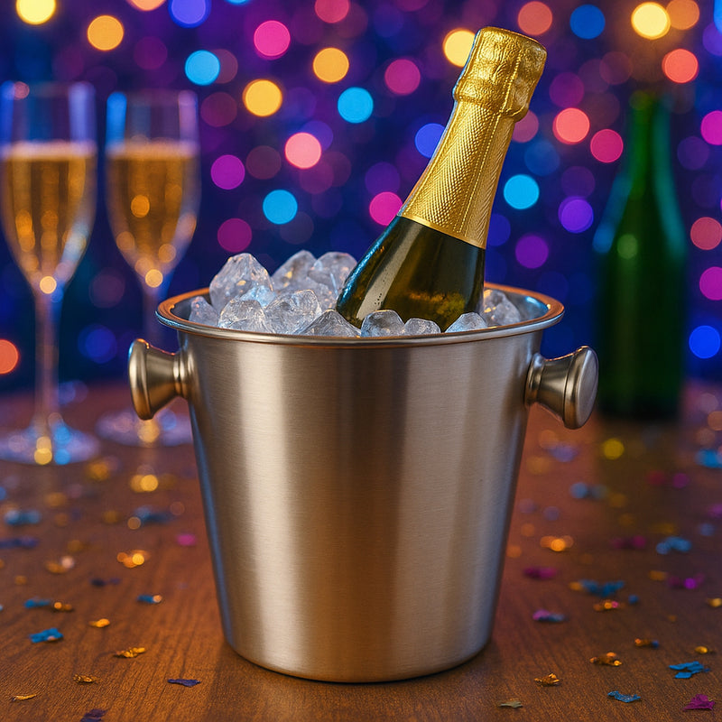 BAR BUTLER ICE BUCKET WITH KNOB HANDLES ST STEEL, 4LT