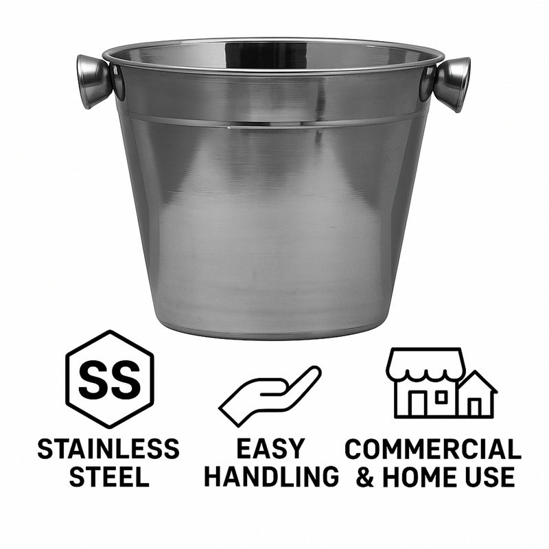 BAR BUTLER ICE BUCKET WITH KNOB HANDLES ST STEEL, 1LT