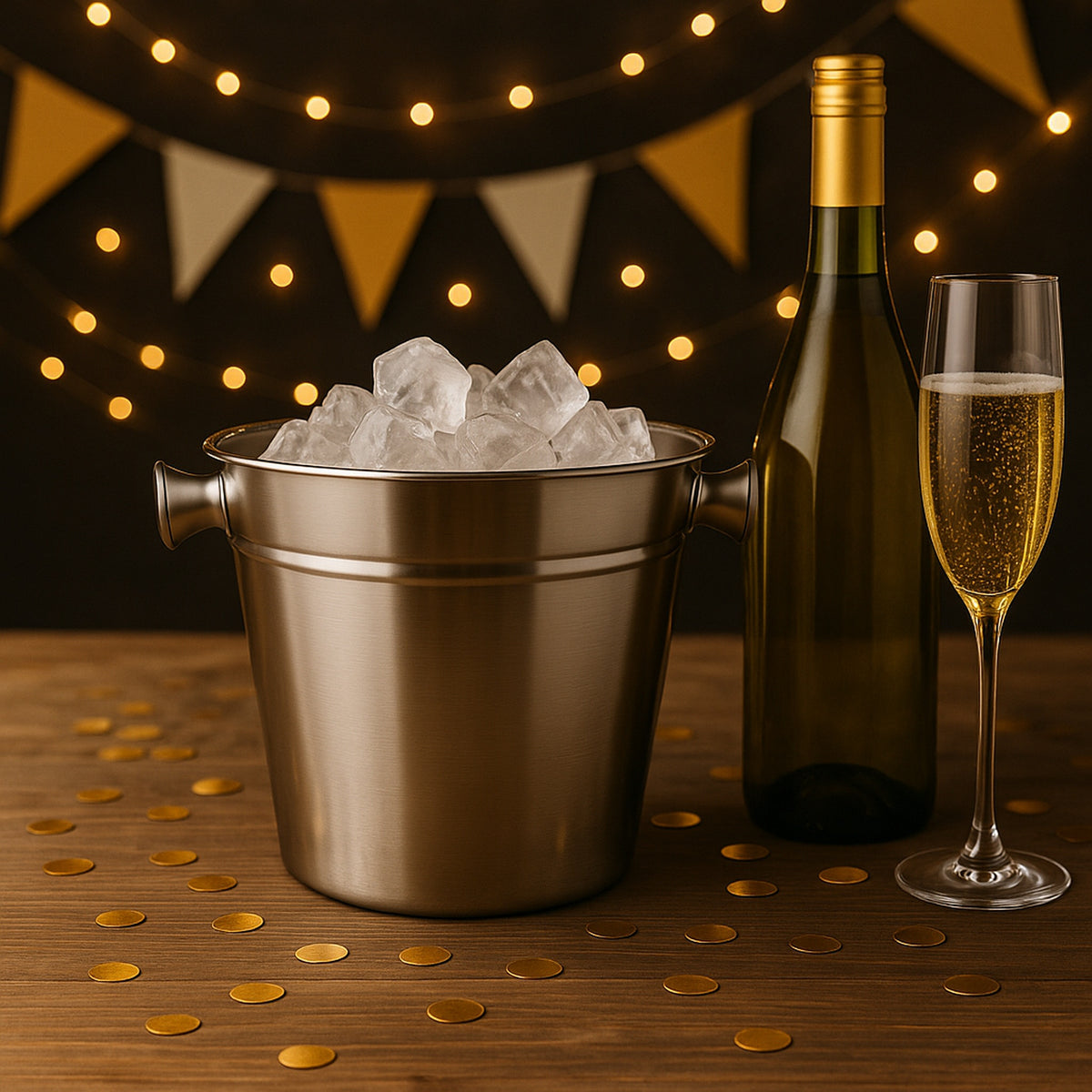 BAR BUTLER ICE BUCKET WITH KNOB HANDLES ST STEEL, 1L