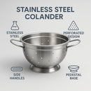 REGENT HEAVY DUTY COLANDER STAINLESS STEEL MATT FINISH, 4.6LT - 260MM DIA