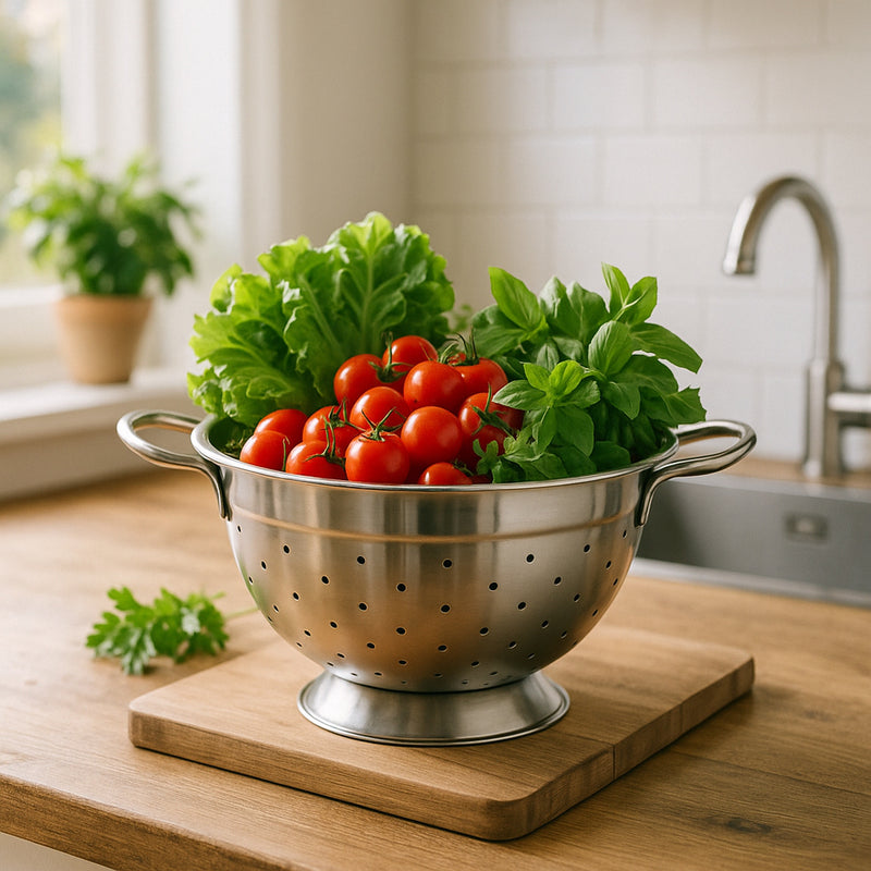 REGENT HEAVY DUTY COLANDER STAINLESS STEEL MATT FINISH, 4.6LT - 260MM DIA