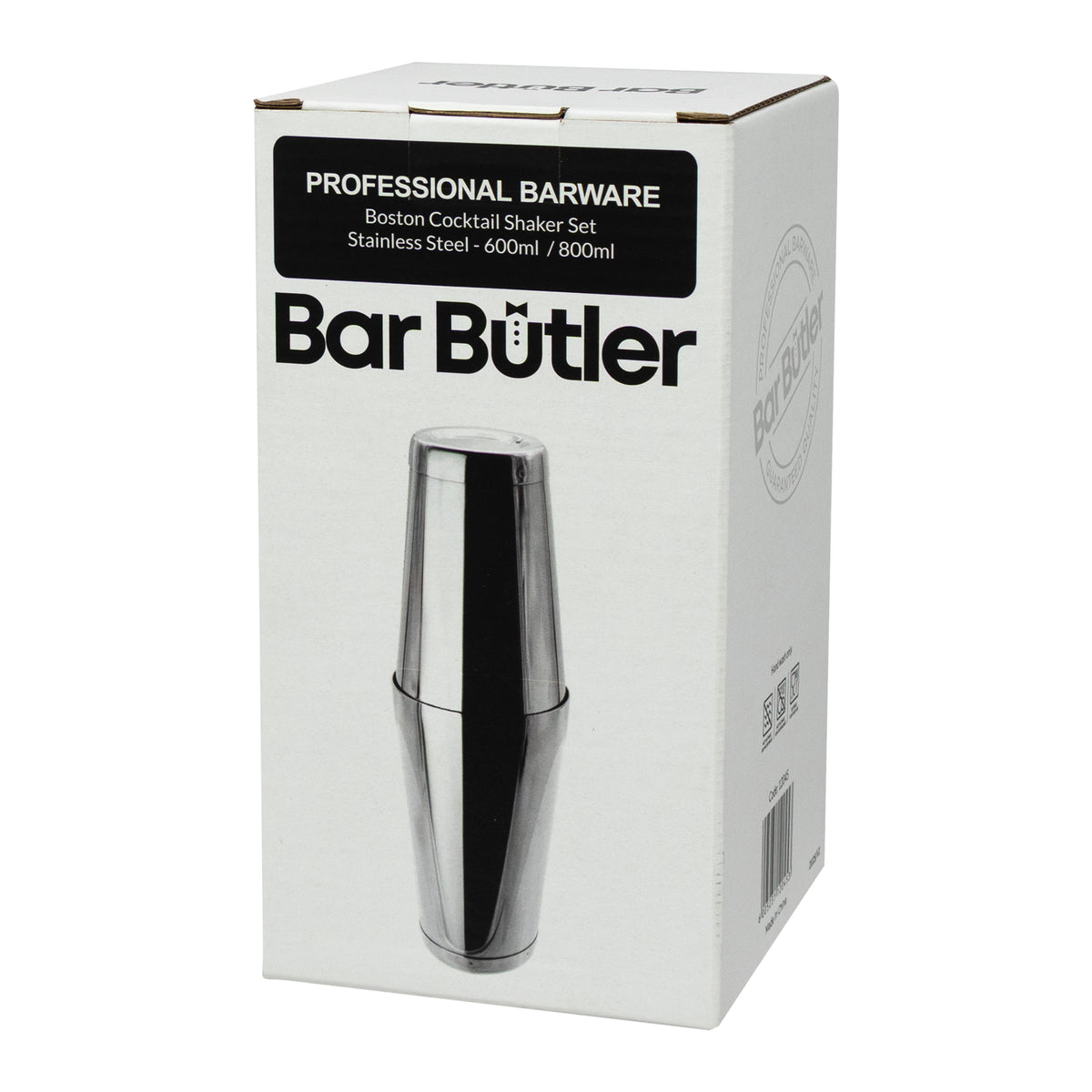 BAR BUTLER BOSTON COCKTAIL SHAKER STAINLESS STEEL, 600ML/ 800ML